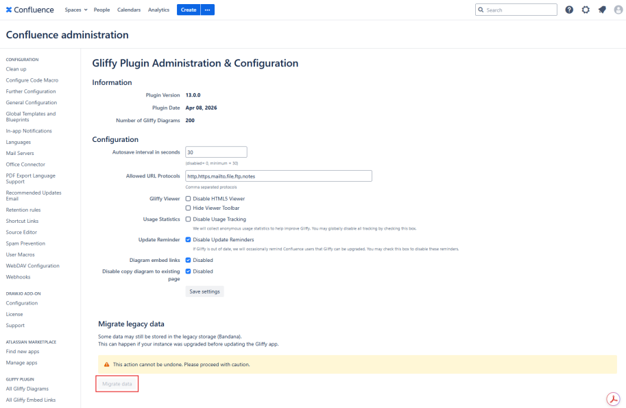 Migrate a Gliffy configuration to Confluence 10 (Data Center)