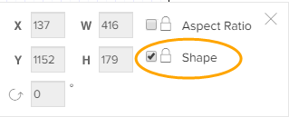 properties pane with the Shape check box selected