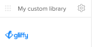 custom libary in the list of shape libraries, with gear icon to the right of its name